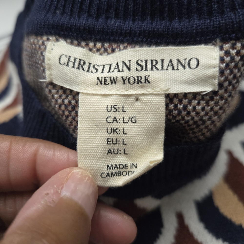 Christian Siriano NY Geometric Knit Sweater Cropped Womens Large Mod Retro - Picture 4 of 5